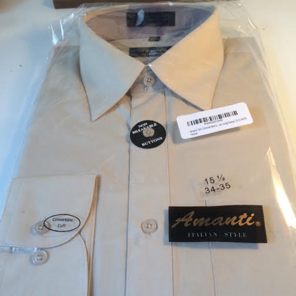 Amanti Men's Classic Dress Shirt Convertible Cuff - Picture 1 of 2